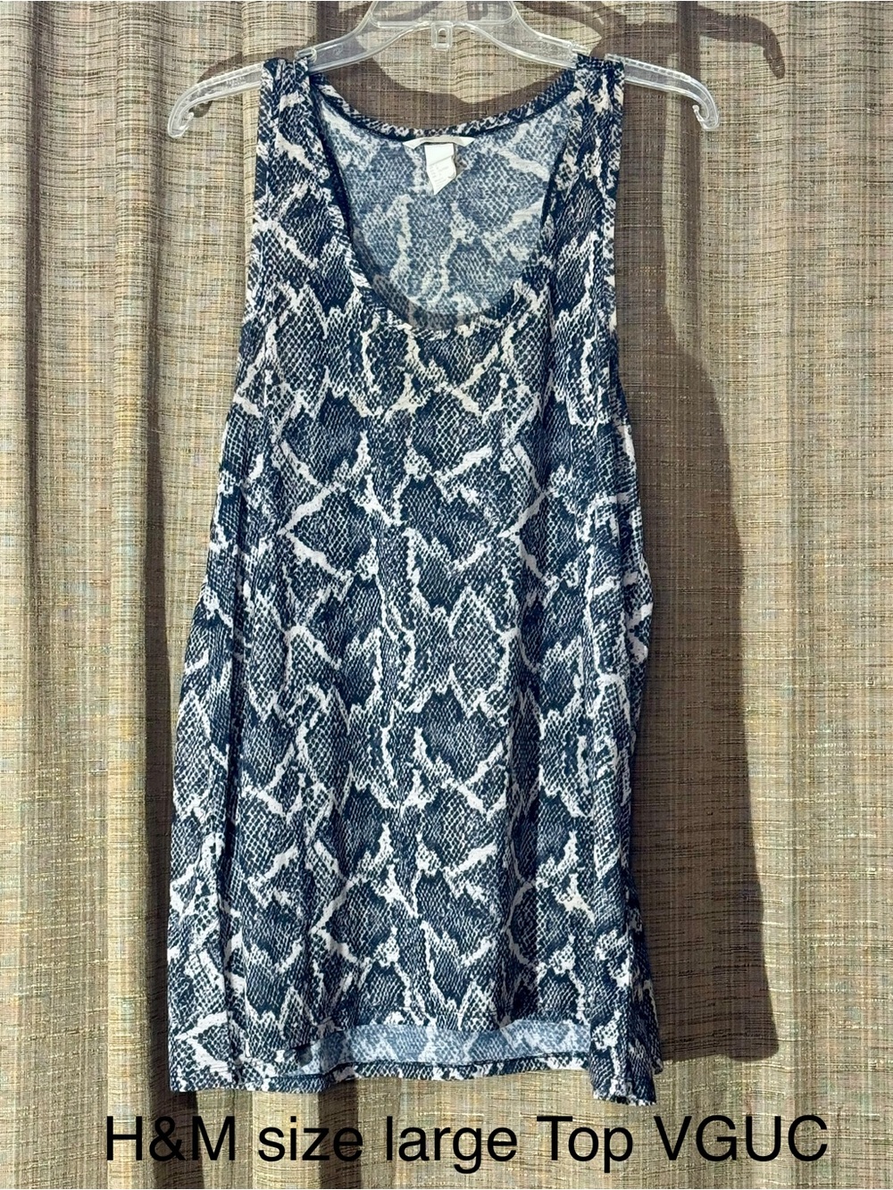 H&M Navy and White Snake-Print Sleeveless Tank